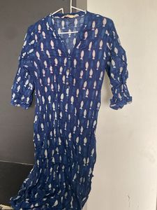 Blue Fish Print Kurta