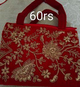 Embroidered Red Clutch Combo Set