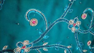 Beautiful Teal Saree with Sequin Embroidery