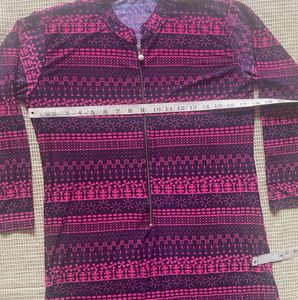 Purple and Pink Patterned Stretchable Kurta