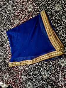 Royal Blue Dupatta with Embellished Border
