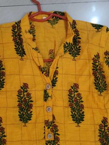 Yellow Floral Print Kurta