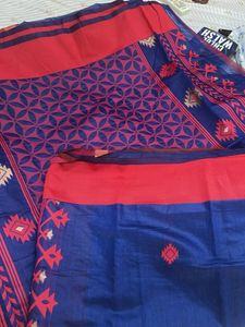 Elegant Royal Blue Saree with blouse piece new one