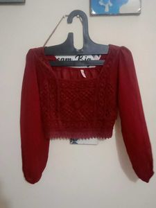 Maroon Crop Top