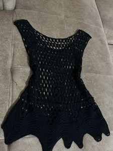 Black Crochet Sleeveless Top