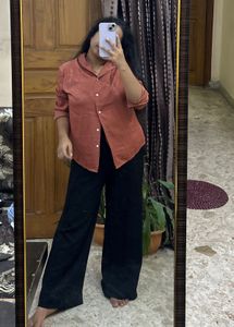 Stylish Salmon Pink Button-Down Top