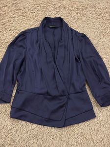 Elegant Navy Blue Wrap Top