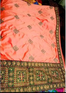 Elegant Peach Embroidered Saree