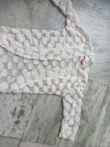 White Polka Dot Net Blouse