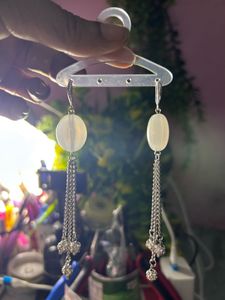 Elegant White Stone Dangle Earrings