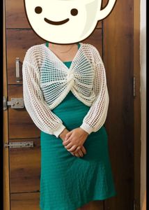 Striped Cardigan with Green Dress