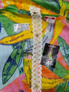 Vibrant Leaf Print Kurta Set with Dupatta