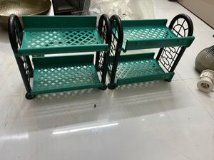 2 Tier Green Plastic Organizer Shelf (2pc)