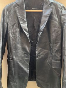 Classic Black Leather Blazer
