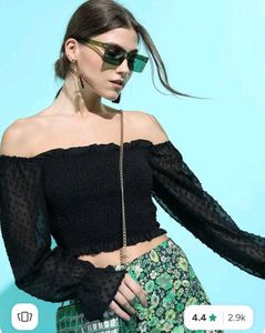 black off shoulder smocky top