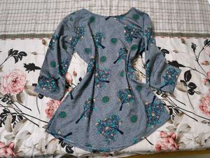 Grey Kurta with Tree Print