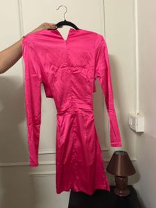 Vibrant Pink Satin Party Dress