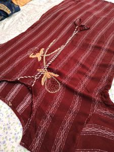 Maroon Kurta Set with Orange Dupatta
