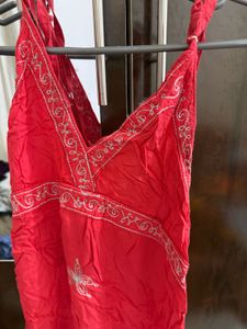 Embroidered Red Sundress