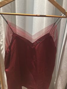 Chic Sheer Overlay Satin Camisole in S