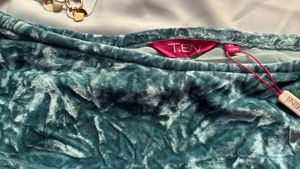 Teal Velvet Tiered Midi Skirt