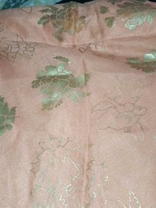 Elegant Peach Floral Skirt with blause and duptta