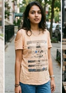 Cute Peach Cold Shoulder T-Shirt