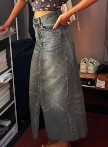 H&amp;M Black Wash Denim Maxi Skirt