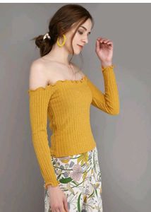 Mustard Ribbed Knit Top
