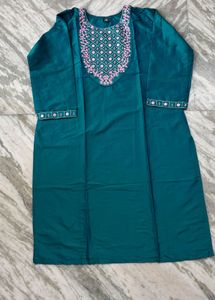 Teal Embroidered Kurta Set with Pants