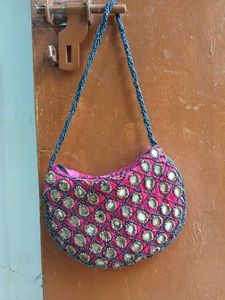 Embellished Handbag with Mirror Work