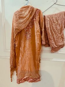 Elegant Peach Embroidered Kurta Set