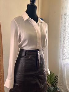 H&amp;M White Long Sleeve Shirt