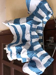 Blue &amp; White Striped Smocked Blouse