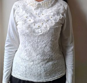 Lace Pearl Top