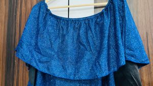 Sparkly Blue Off-Shoulder Gown