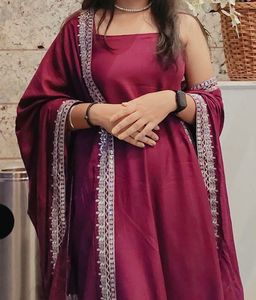 Stunning Magenta Embroidered Suit Set - 3 Peice