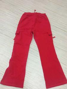 Red Cargo Pants with Side Stripes