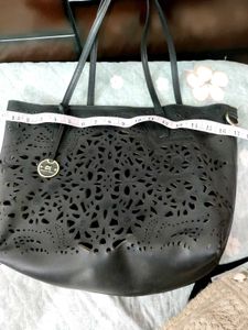 DAYNA KORR  Black Laser-Cut Tote Bag