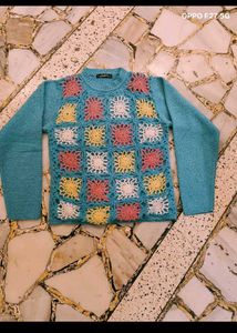 Unique Knitted Sweater with Colorful Details