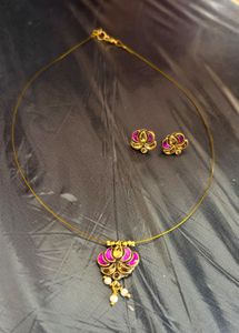Handmade Elegant Lotus Necklace &amp; Earring Set