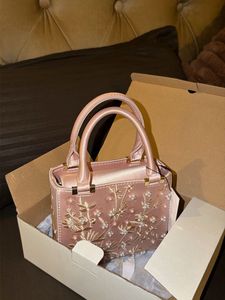 Zara Pink Embroidered Top Handle Bag