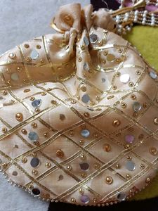 Golden Cream Potli Bag