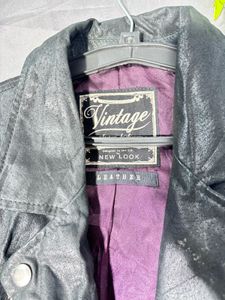 vintage Classic Black Leather Biker Jacket