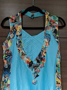 Blue Printed Gown