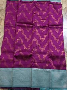 Beautiful Purple Saree with Golden Motifs