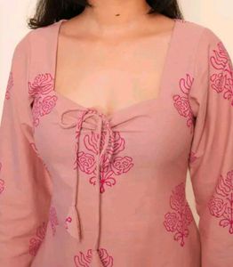 Pink Floral Print Kurta