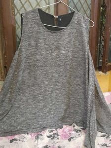 Gray Marled Sleeveless Tunic Top