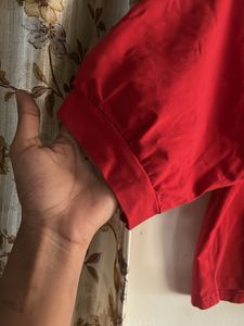 Red Cropped T-Shirt with Sequins