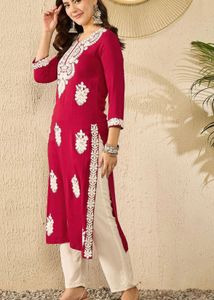 Elegant Maroon Embroidered Kurta